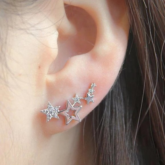 Jewelry - Simple Silver Stylish Star Women Drop Earrings